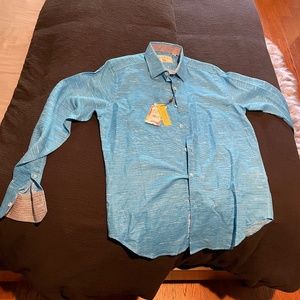 Robert Graham Brixton blue dress shirt, size small